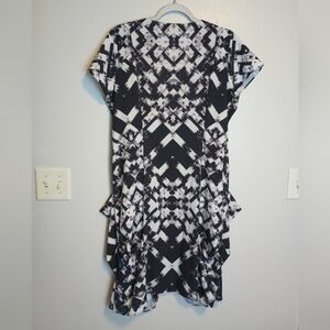 City Chic Black and White Asymmetrical Peplum Dress